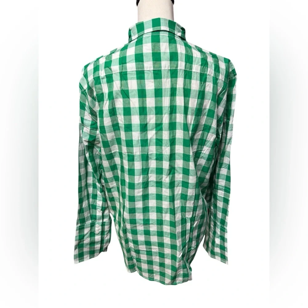 J. Crew Garçon cotton voile shirt in gingham Green and White Button-Up Sz 10 nwt